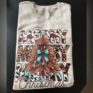 Merry Christmas adult sweatshirt Shirt - Cream